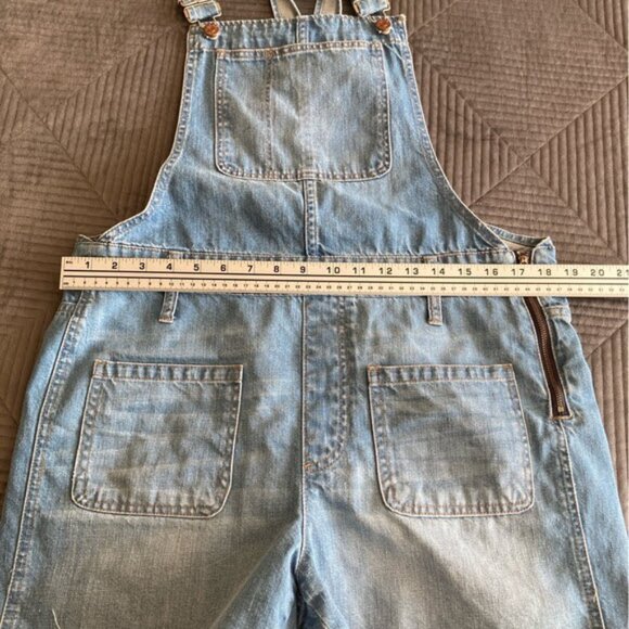 Madewell Women Blue Cotton Adirondak Frayed Hem Shorts Denim Overalls Size L EUC - Picture 6 of 12